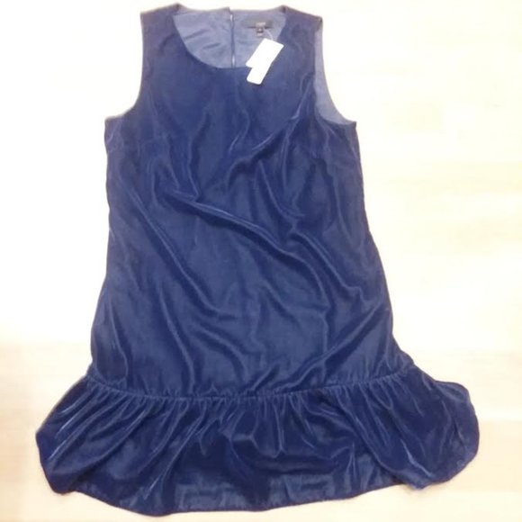 j crew blue velvet dress